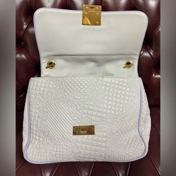 Versace Purple Micro Vanitas Flap Shoulder Bag with Chain - Picture 6 of 16